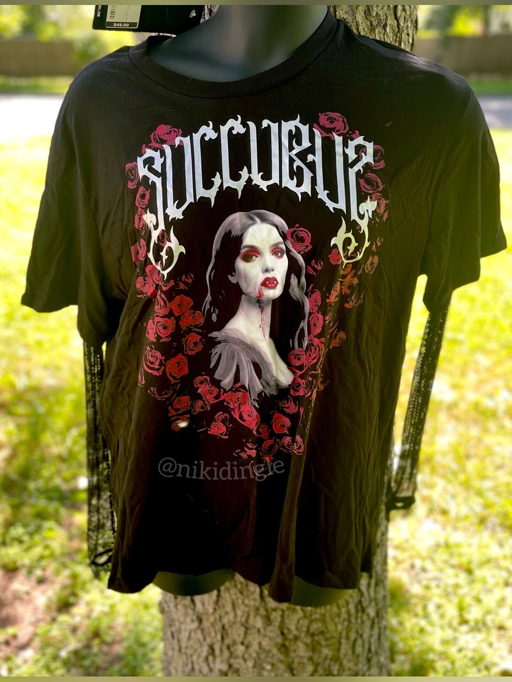 NEW Widow Dolls Kill Succubus Seduction Gothic Oversized Tee t-shirt Mesh Punk M